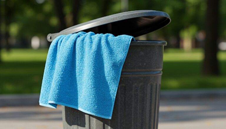 Tirar la toalla toalla en la basura